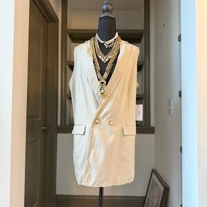 NWT Halston Linen Blend Oversized Vest Size S